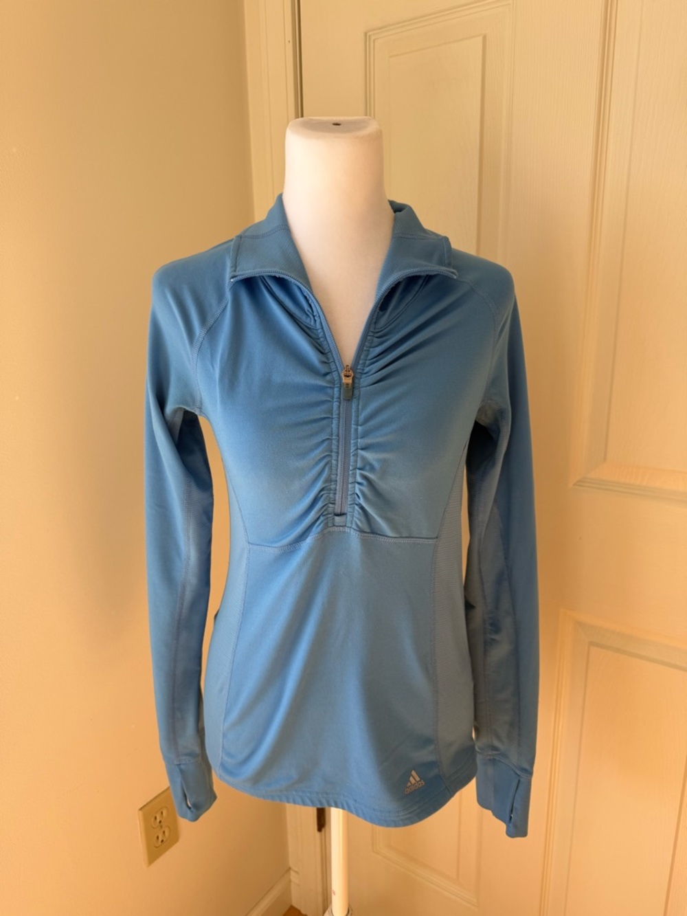 Adidas Climalite Blue Half Zip Pullover XS Thumbholes Athletic Top